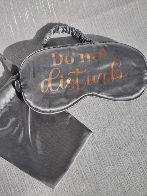 silk sleep mask with pouch slogan do not disturb