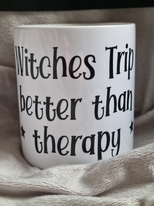 ceramic money box with witches trip better than therapy motive