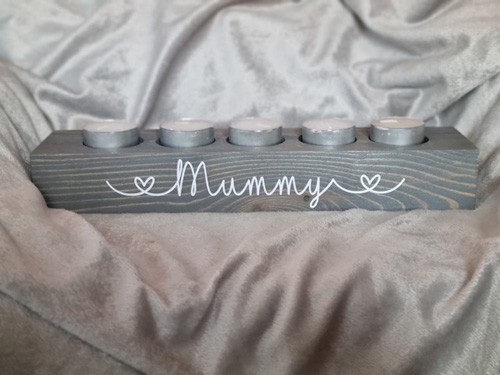 wooden tealight holder with personlisation