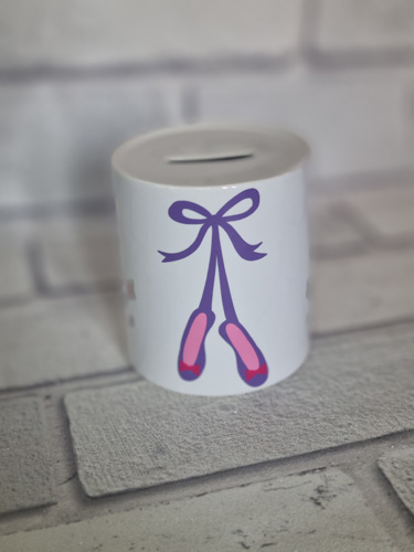 money box ballet shoes motif