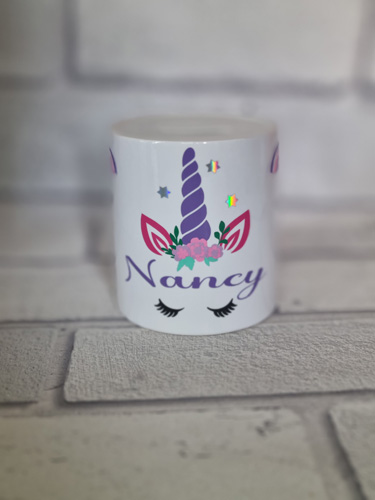 money box unicorn motif