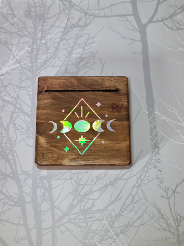 wooden single oracle card holder moon cycle