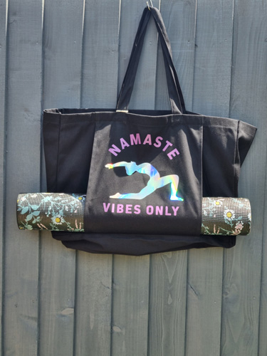 yoga bag with namaste motif