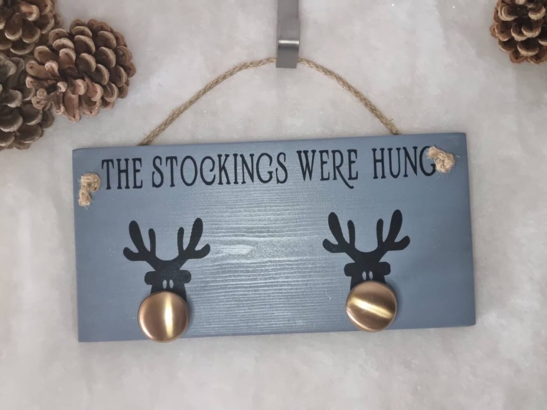 Reindeer with Gold 'nose' Stocking Hanger