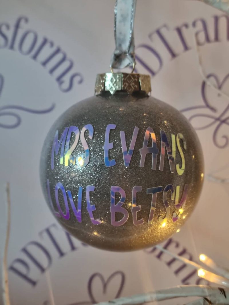 Glitter Bauble, Personalised, Teachers Gift